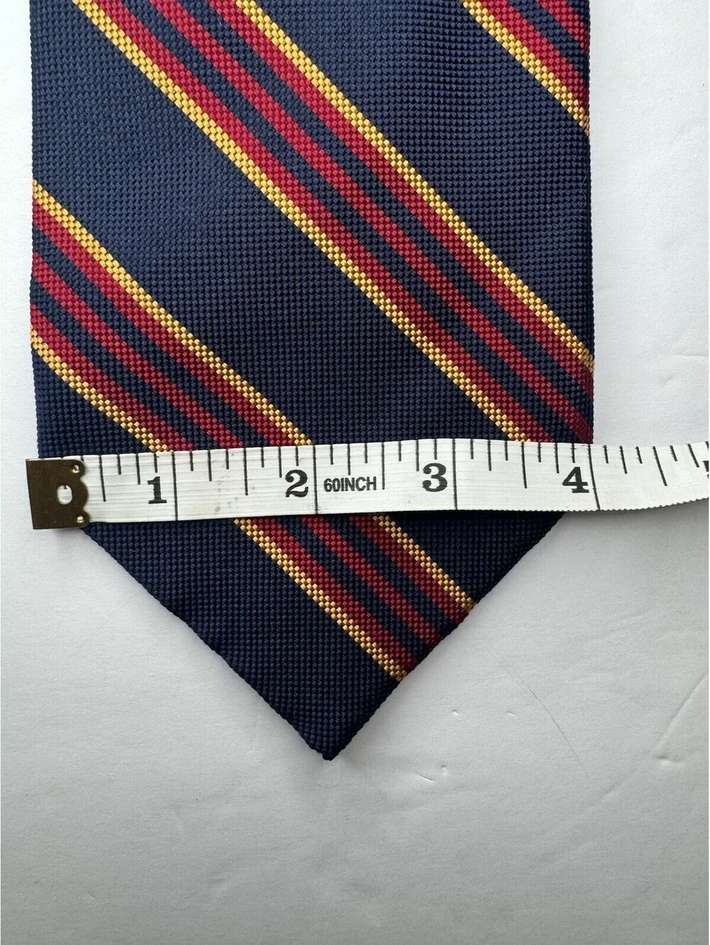 Façonnable Mens Tie Blue Red Gold Striped Silk Necktie Designer Executive Preppy